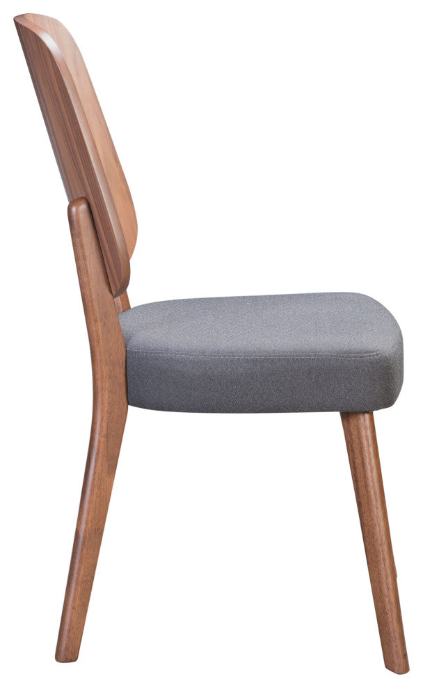 Alberta Dining Chair, Set of 2 Walnut & Dark Gray