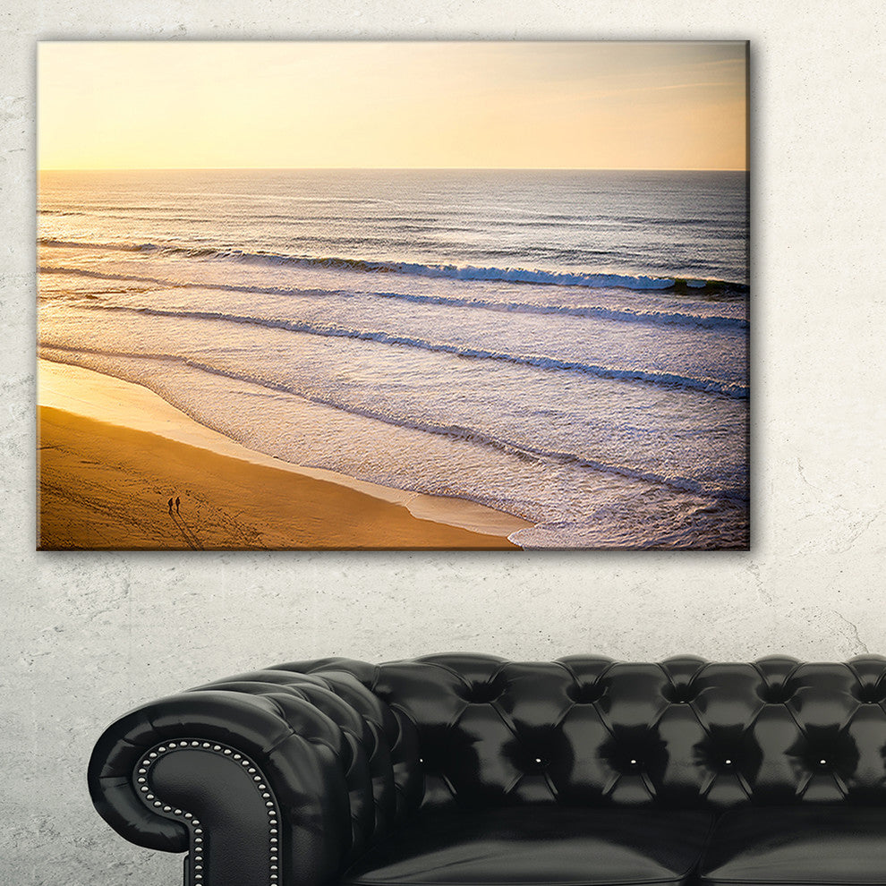 "Stunning Orange Sunset Over Beach" Seascape Art Canvas, 40"x30"