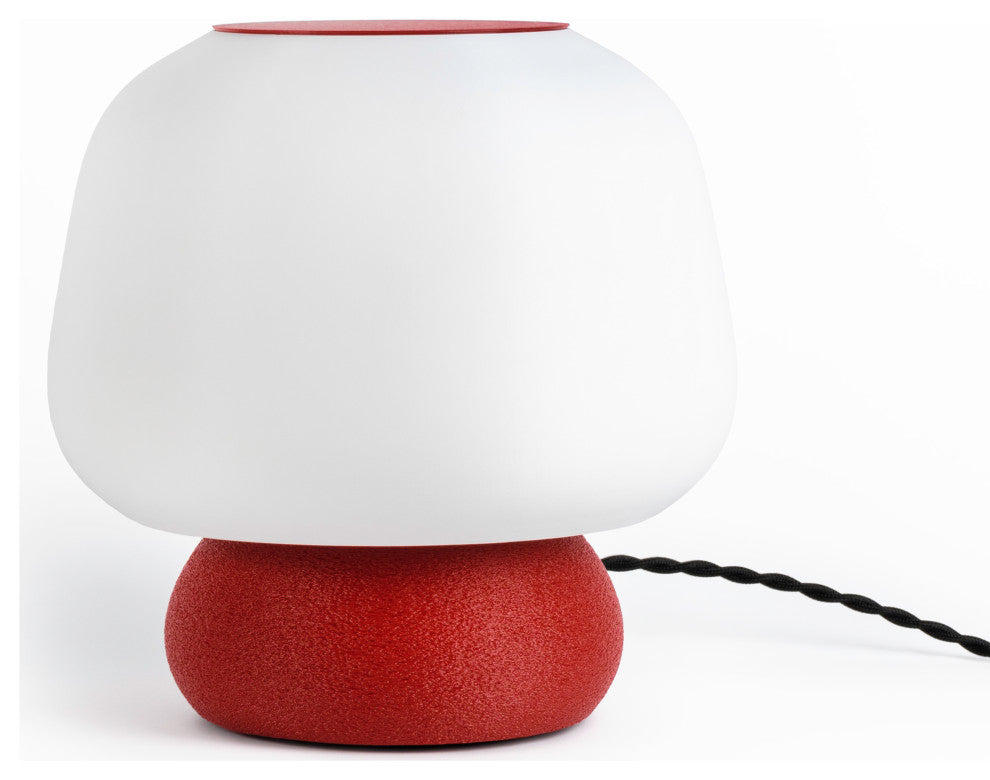 Mushroom 10" Plant-Based PLA Dimmable LED Table Lamp, White/Red