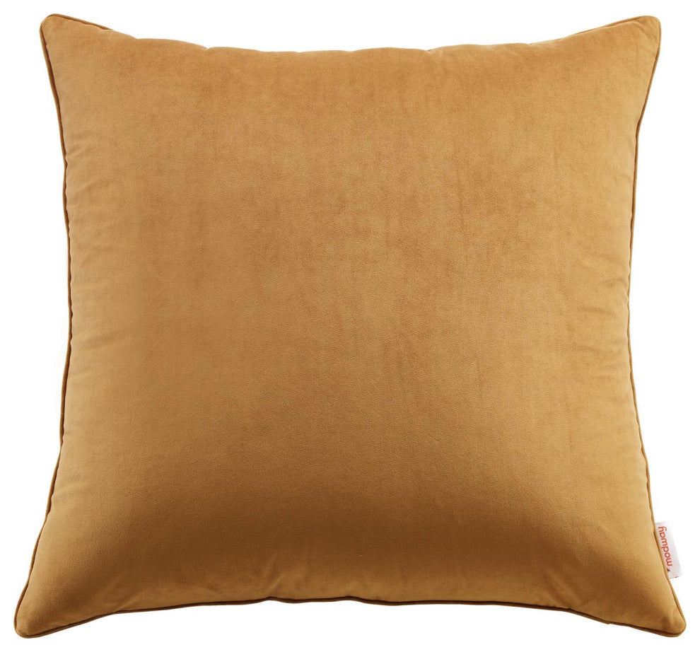 Enhance 24" Performance Velvet Throw Pillow, Cognac