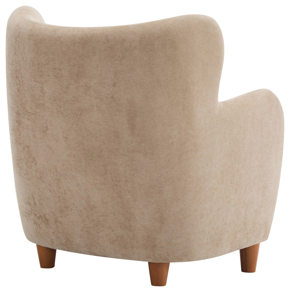 GDF Studio Wingback Fabric Accent Chair With Solid Birch Legs, Camel