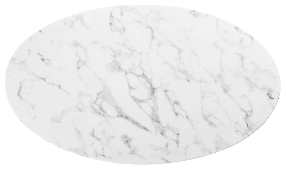 Modern White Tulip 48" Oval-Shaped Artificial Marble Coffee Table
