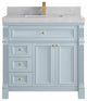 Paris 36" Center Sink Bathroom Vanity, Blue Heather 2" Pearl Gray