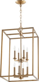 8-Light Cuboid Entry, Aged Brass
