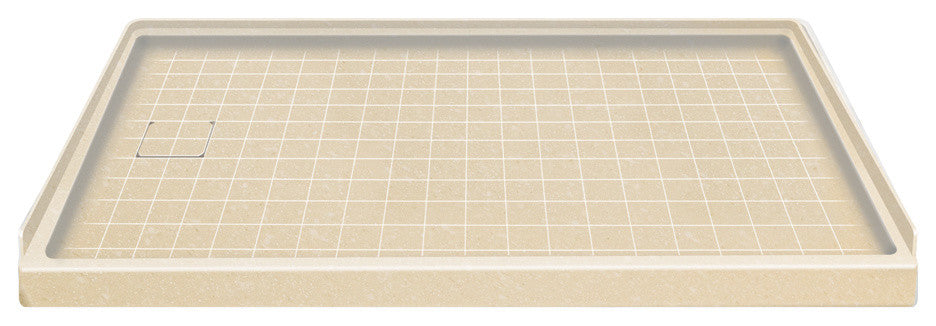 60"x30" Solid Surface Left-Hand Shower Base, Sea Shore