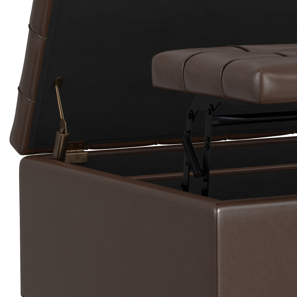 Harrison Small Square Coffee Table Storage Ottoman, Chocolate Brown