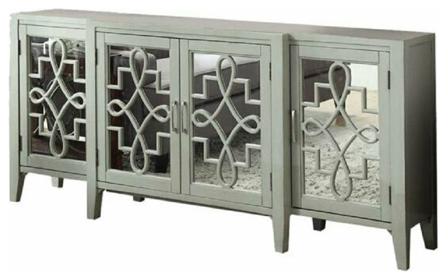 Antique Gray TV Stand with 4 Doors