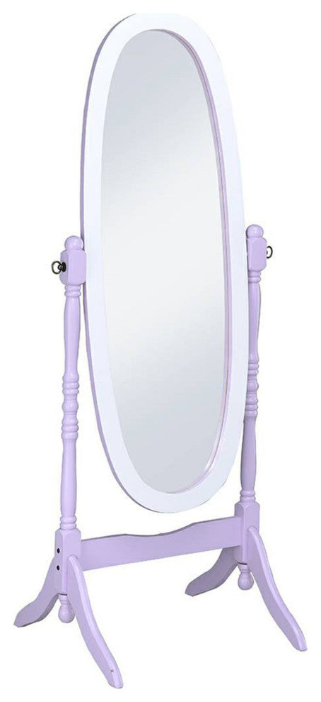 Pretty Pastel Purple and White Cheval Standing Oval Mirror