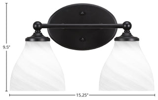 Capri 2-Light Bath Bar, Matte Black/White Marble