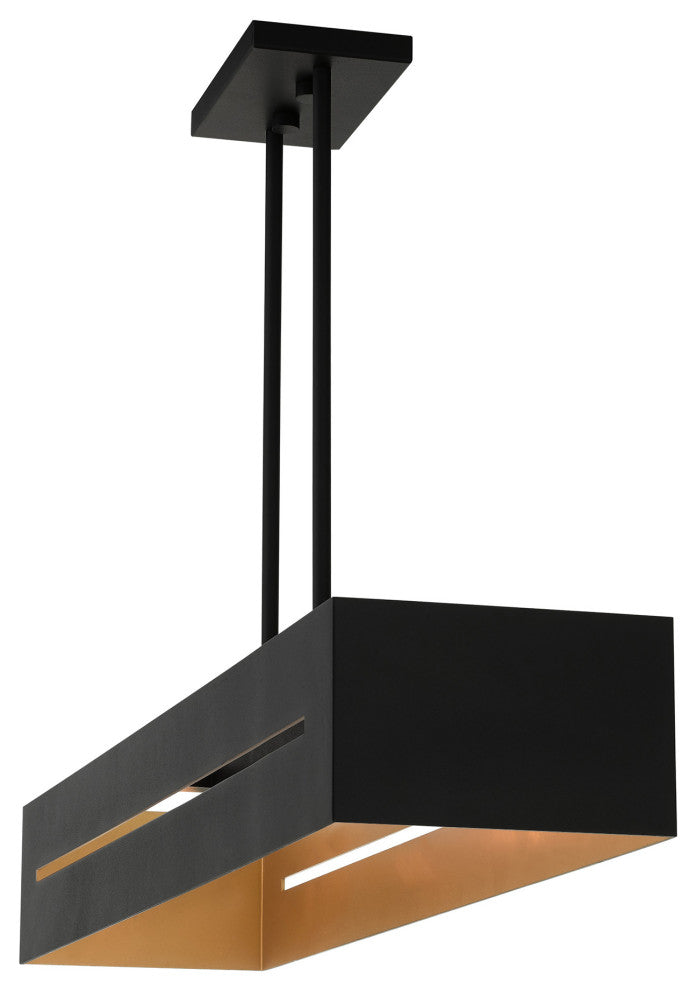 Textured Black With Brushed Nickel Accents Urban, Industrial, Linear Chandelier