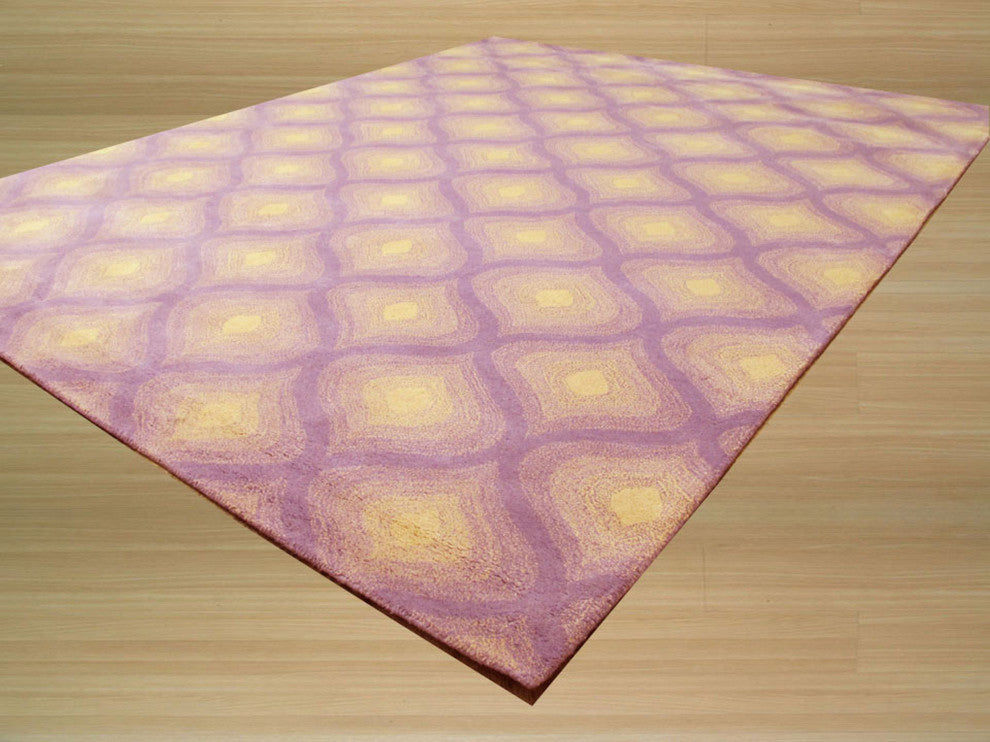 Hand-Tufted Wool Purple Contemporary Transitional Paris Rug, 5' X 8'