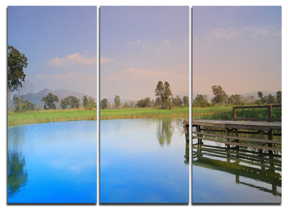 "Wetland of Nam Sang Wai Blue" Metal Wall Art, 3 Panels, 36"x28"