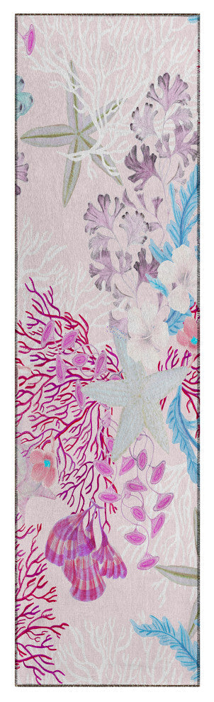 Indoor/Outdoor Seabreeze SZ1 Blush Machine Washable 2'3" x 7'6" Runner Rug
