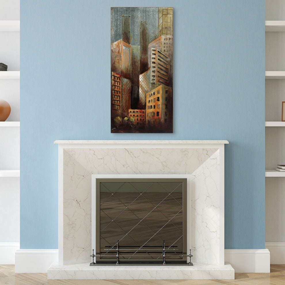 "Grey Arquitecture 1" Primo Mixed Media Hand Painted Iron Wall Sculpture