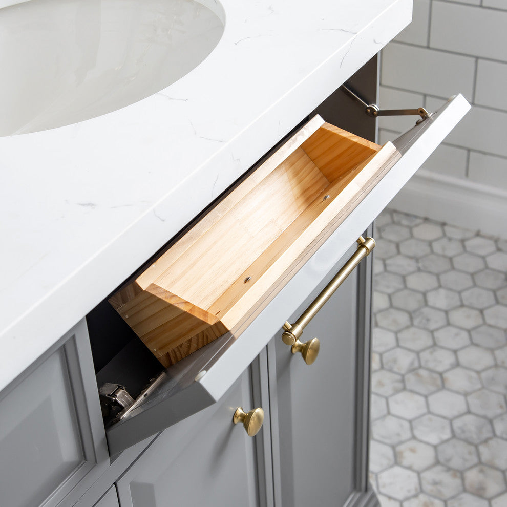72" Palace Collection With Hardware, Satin Brass Finish, Cashmere Gray, F2-0012