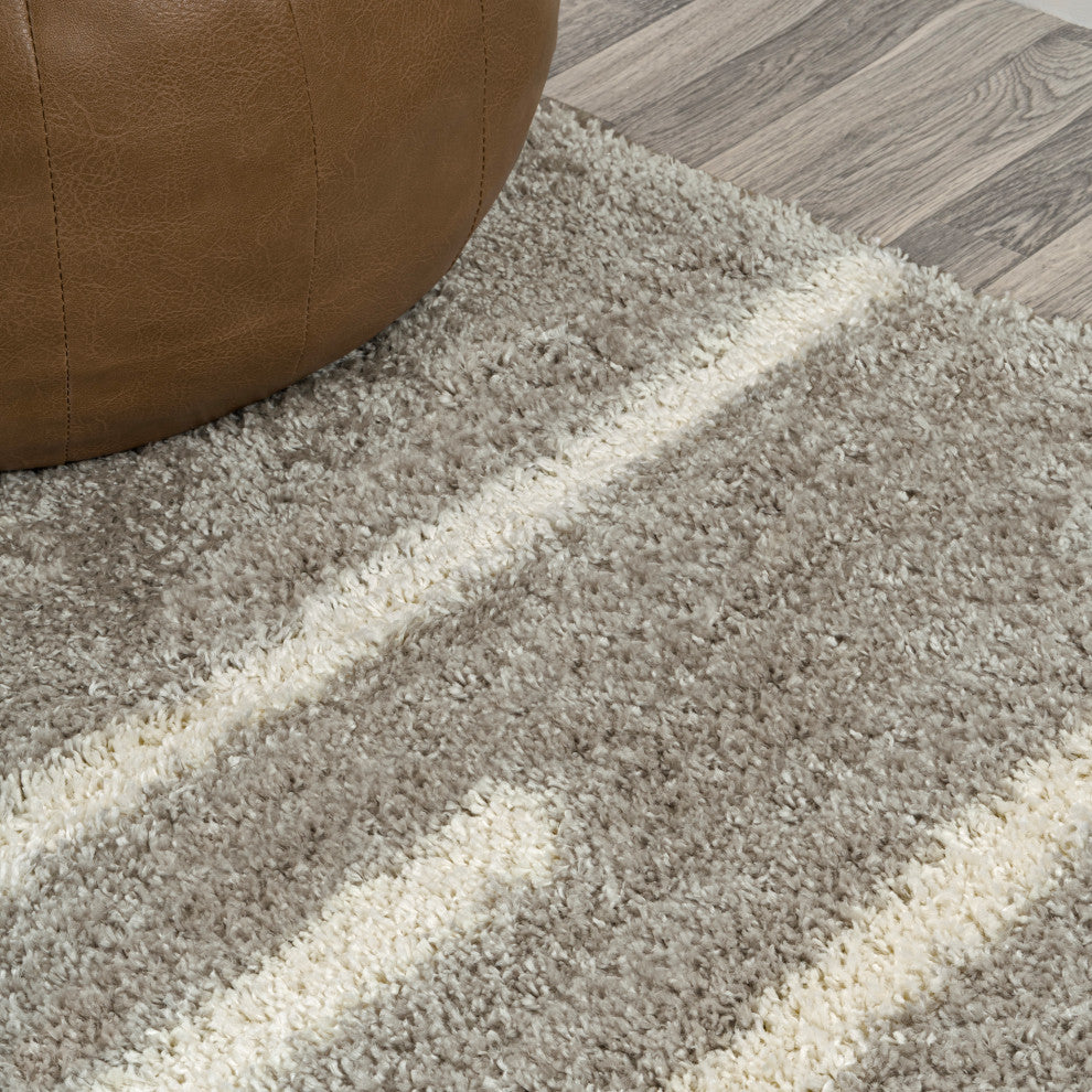 Alaro Berber Stripe Shag, Gray/Ivory, 5 Ft. X 8 Ft.