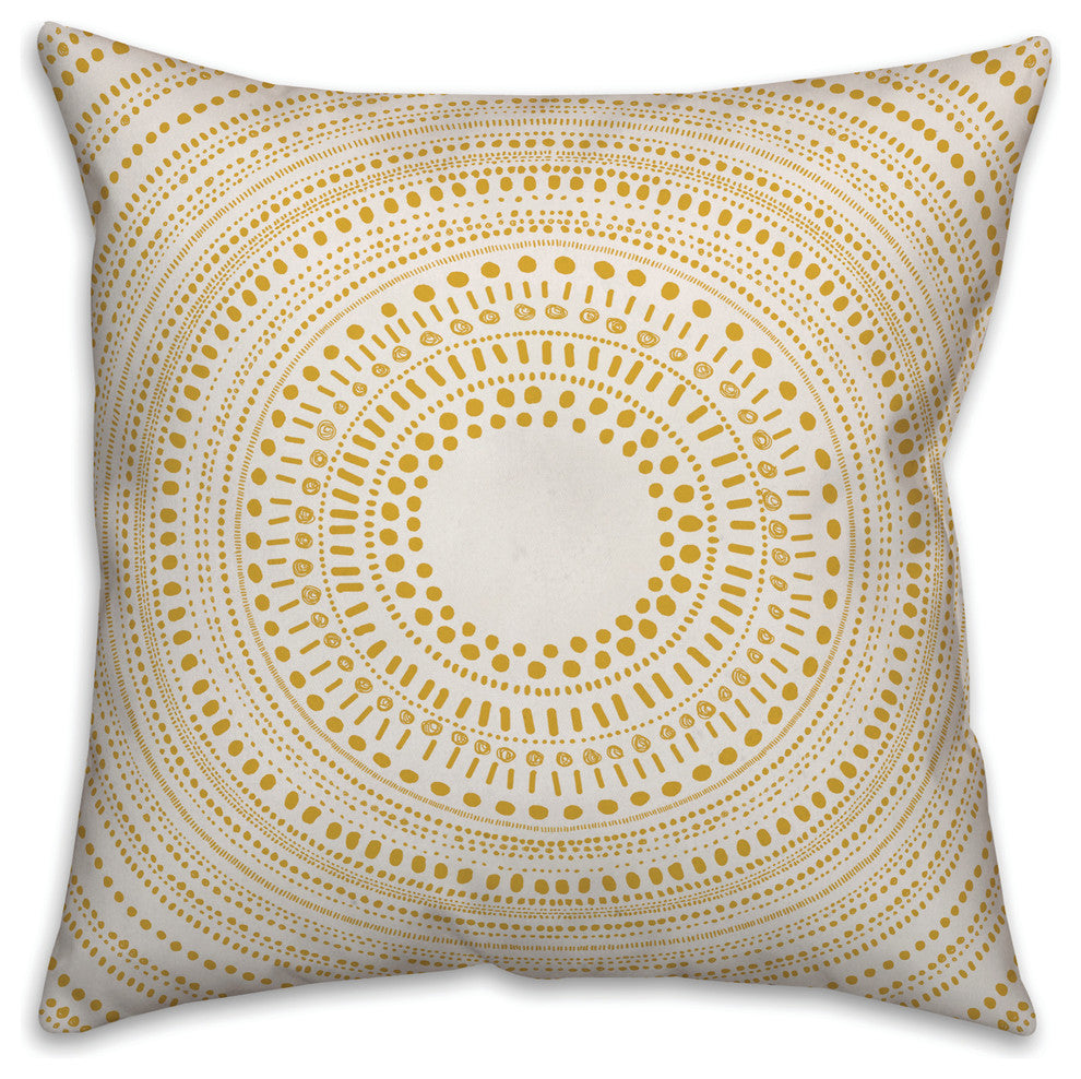 Yellow Medallion 16x16 Throw Pillow