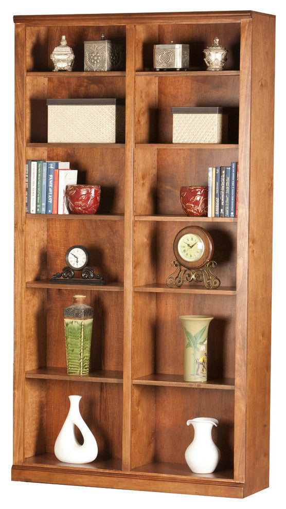 Eagle Furniture 84" Tall, Double Wide Coastal Bookcase, Burnt Cinnamon