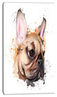 Brown Watercolor French Bulldog, Oversized Animal Wall Art, 16"x32"