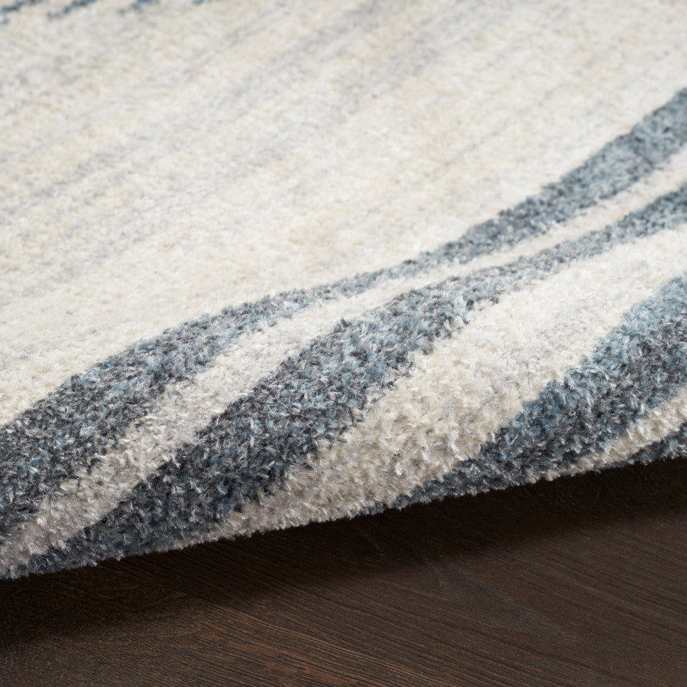 Nourison Astra Machine Washable 7' x 9' Ivory Blue   Area Rug