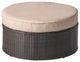 Boden Outdoor Wicker Ottoman With Cushion, Brown/Textured Beige