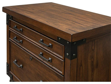 Rustic Wood Lateral File With Legal/Letter File Drawer Fully Assembled Brown