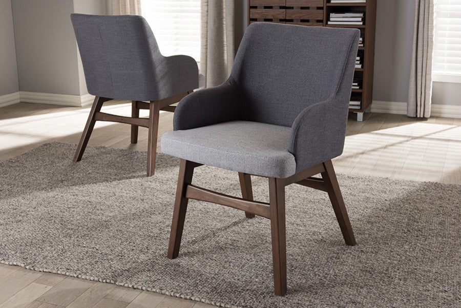 Monte Mid-Century Two-Tone Gray Fabric Armchair, Set of 2