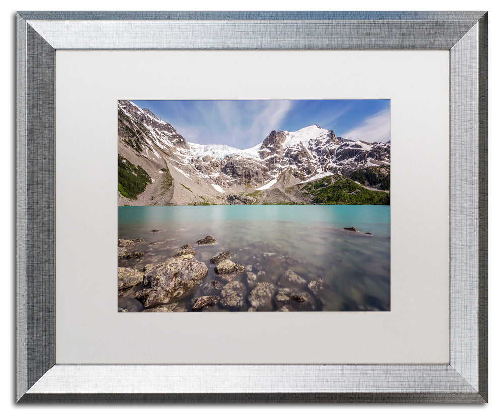 Pierre Leclerc ''Turquoise Blue Lake'' Matted Art, Silver Frame, White, 20x16
