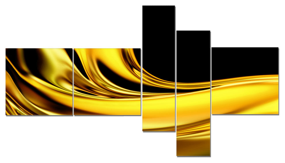 Yellow Gold Texture Pattern, Abstract Canvas art print, 60"x32", 5 panels