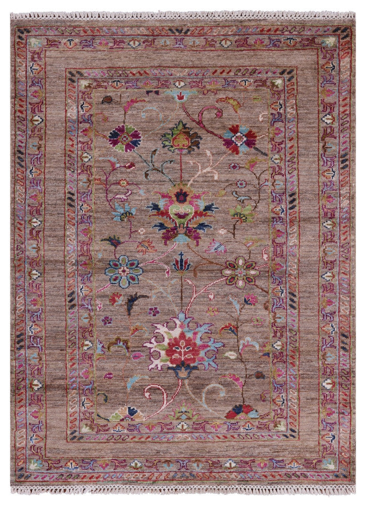 Hand Knotted Persian Tabriz Wool Rug 3' 7" X 4' 10" Q10030