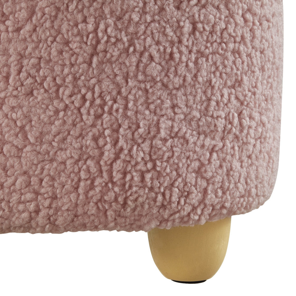 Rustic Manor Elouise Ottoman, Upholstered, Sherpa, Blush