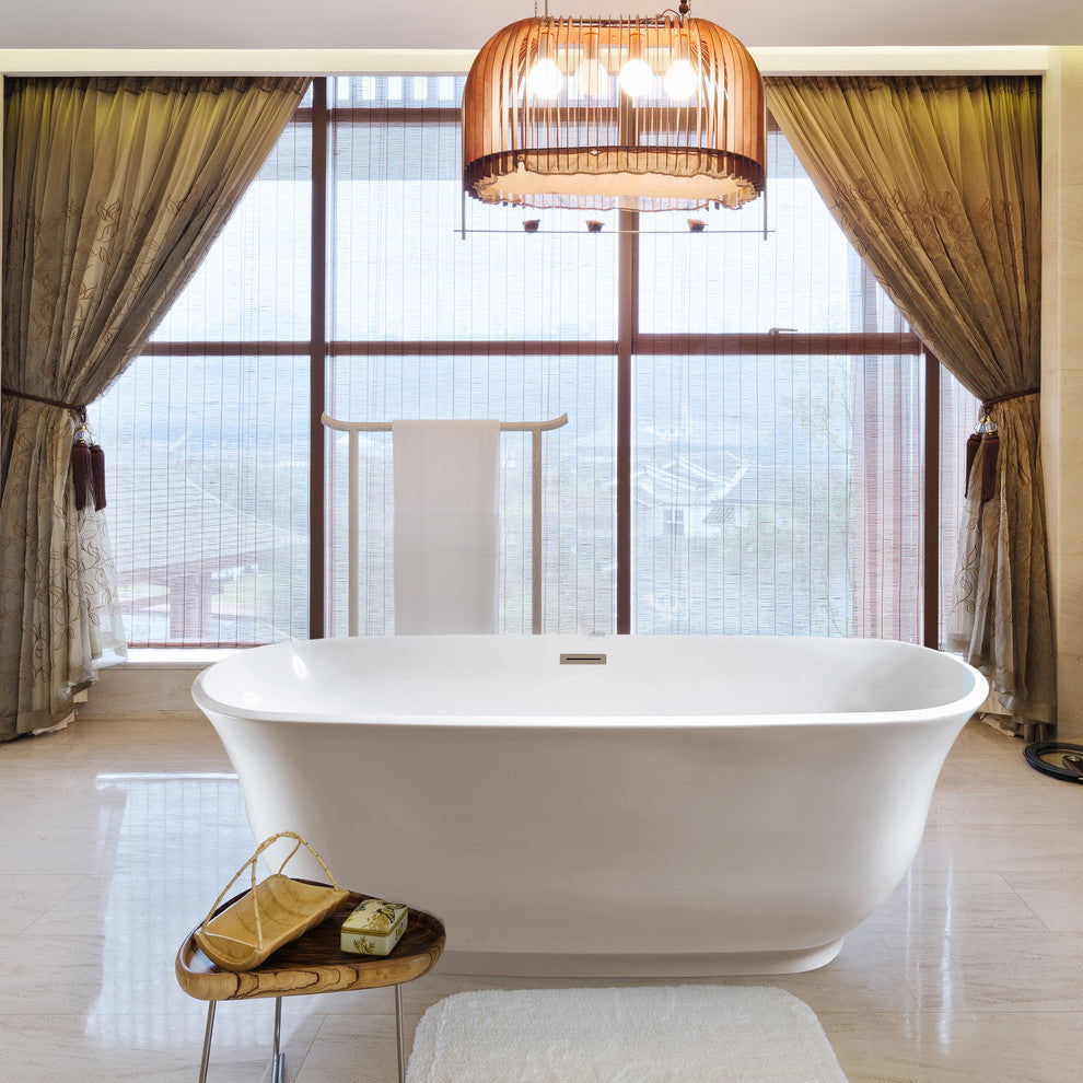 67" Streamline N-661-67FSWH-FM Soaking Freestanding Tub With Internal Drain