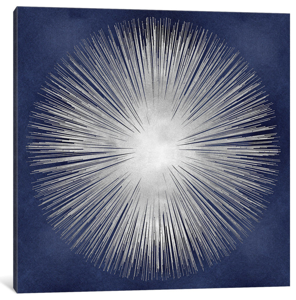 Silver Sunburst On Blue I by Abby Young