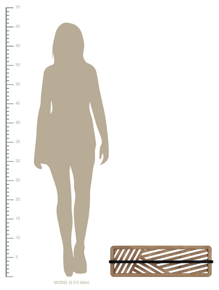 Cut Out Design Wood and Metal Towel Rack