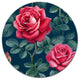 Rose Illustration Watercolor, Floral Wall Large Disc Metal Artwork, 36"