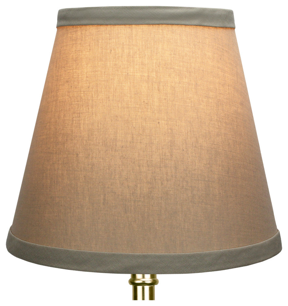 Fenchel Shades 5"x8"x7" Brass Bulb Clip Attachment Empire Lamp Shade, Linen Ston