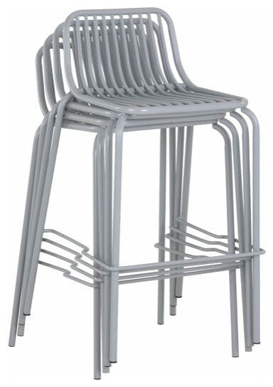 Cypress Outdoor Barstool, Silver, Set of 2