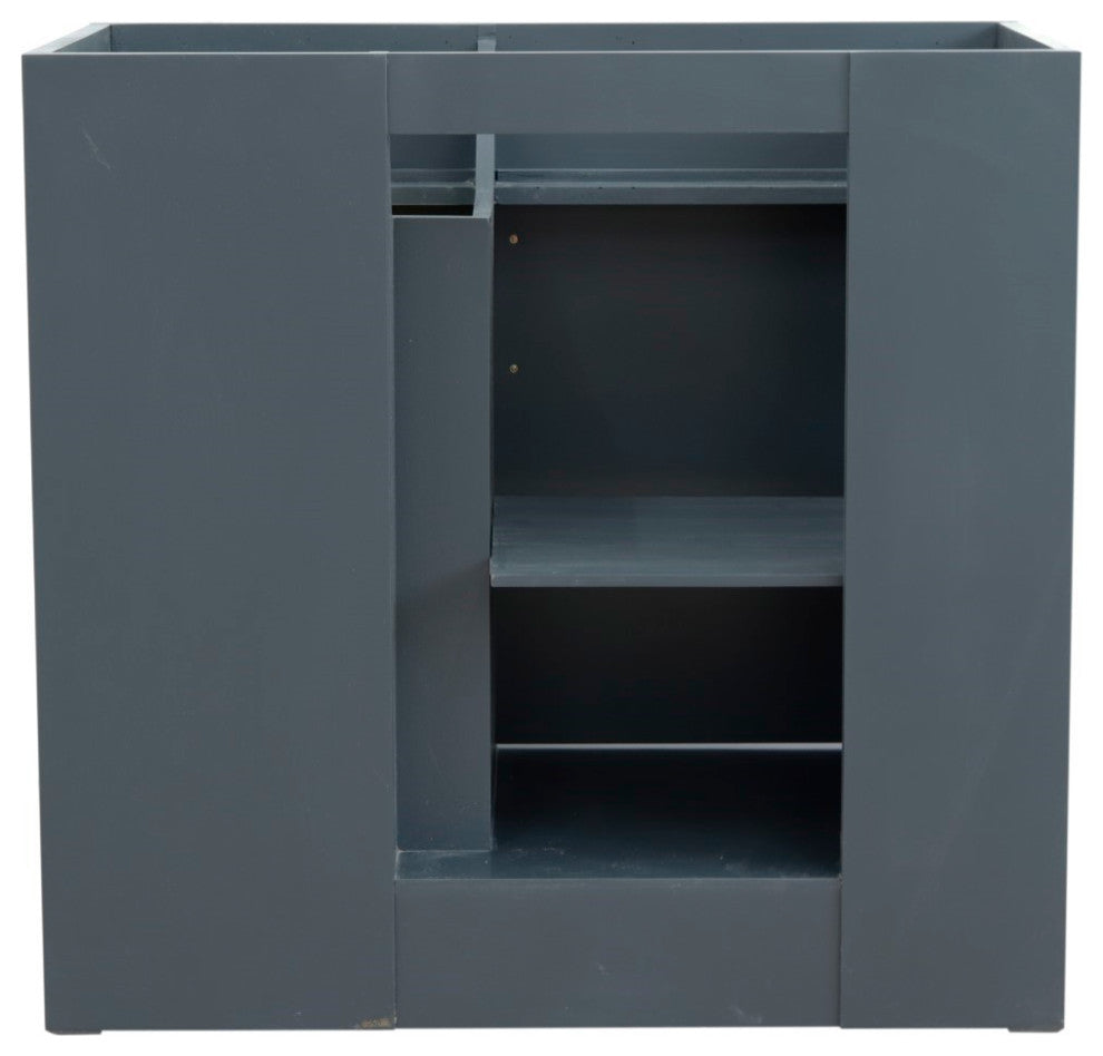 37" Single Sink Vanity, Dark Gray Finish With White Carrara Marble