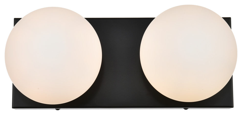 2 Light Black And Frosted White Bath Sconce