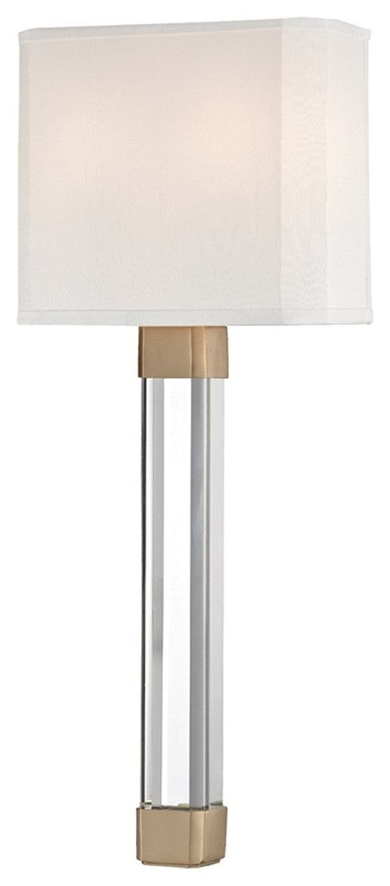 Larissa 2 Light Wall Sconce, Aged Brass Finish, White 100% Silk