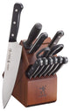 John Boos Oak Classic Country Table 60x36 and Henckels Knife Set, Black Caviar, One Shelf, No Drawer, Casters