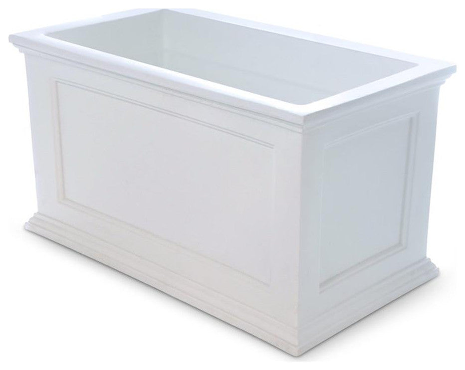 Mayne Fairfield 20x36 Weatherproof Traditional Plastic Planter in White