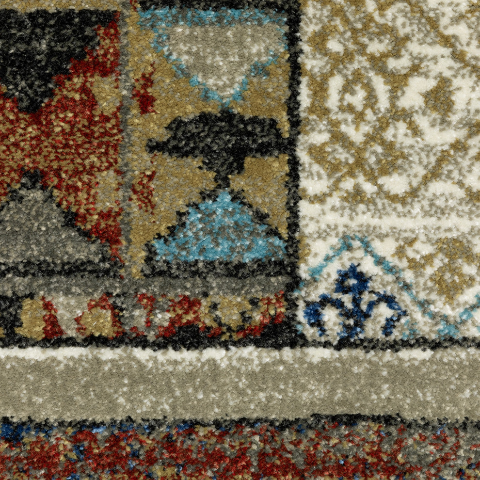 Vander Patchwork Tribal Blue/Multicolored Indoor Area Rug, Blue, 2'3"x7'6"