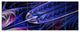 Blue on Black Fractal Stained Glass, Abstract Wall Art Canvas, 70"x28", 6 Panels