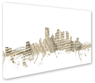 'Pittsburgh Skyline Sheet Music' Canvas Art by Michael Tompsett