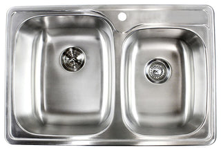 33" Topmount Drop-In Stainless Steel 60/40 Kitchen Sink Combo