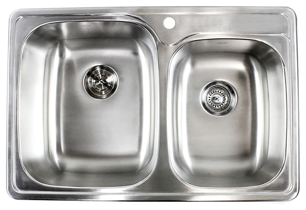 33" Topmount Drop-In Stainless Steel 60/40 Kitchen Sink Combo