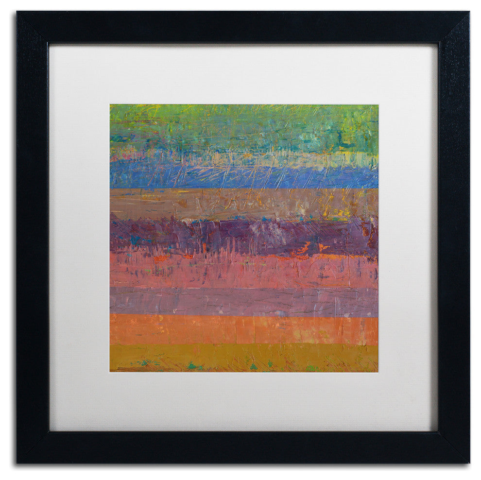 Michelle Calkins 'Pink Line' Matted Framed Art, 16x16