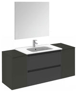 48" Vanity Set with Mirror and Sink Sansa by Royo, Anthracite, 56"