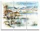 "Wide Blue Winter Lake Watercolor" Metal Wall Art, 3 Panels, 36"x28"